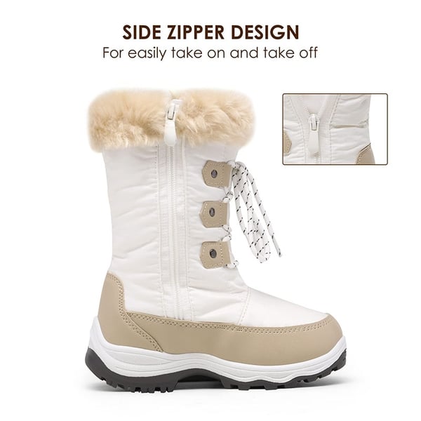 Kids Winter Snow Boots - BEIGE WHITE - 3